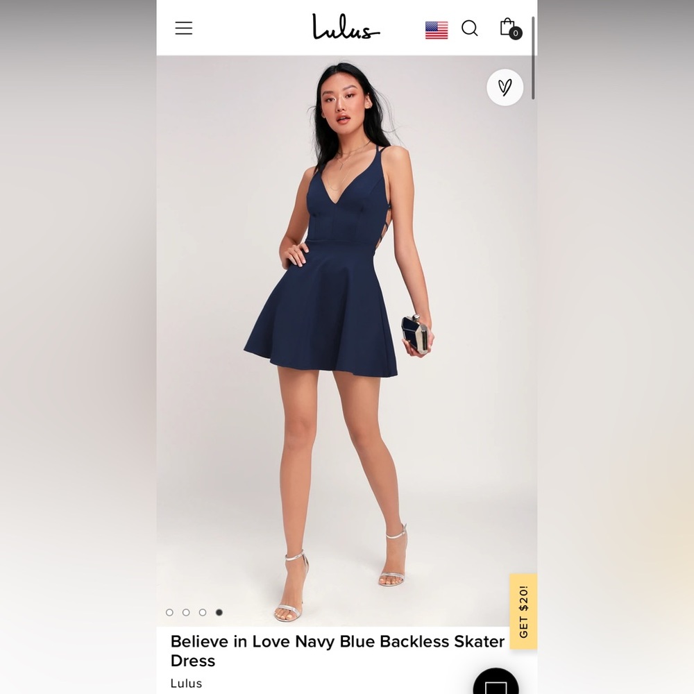 Lulu’s Believe In Love Navy Blue Backless Skater Dress